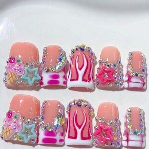 Women Colorful High quality press on Nail Art Set
